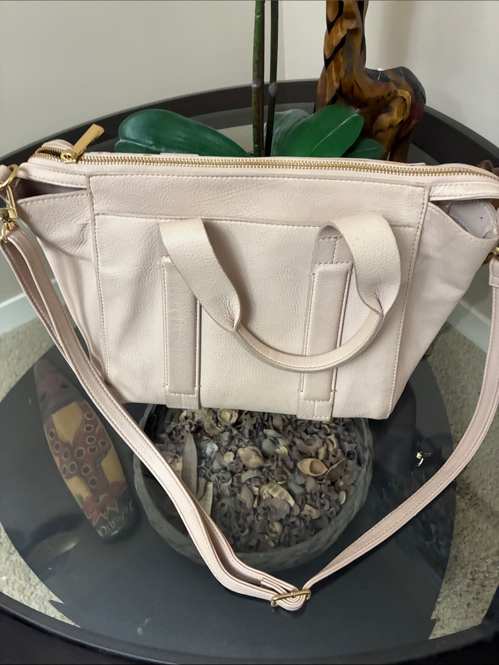 Women’s Blush Crossbody Tote with Adjustable Strap